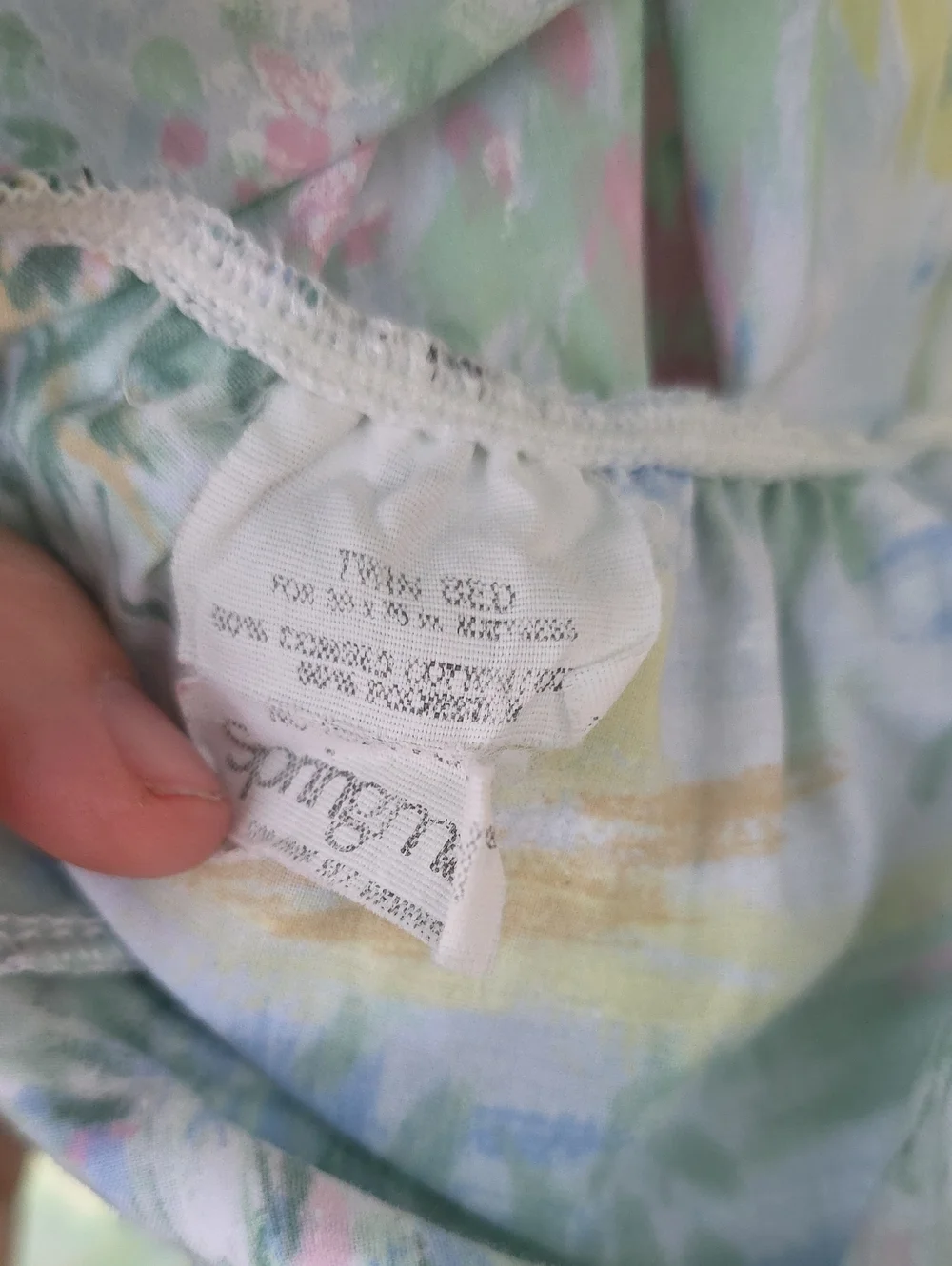 Vintage Springmaid Camille Scenic Watercolor Garden Bridge Twin Fitted Sheet
